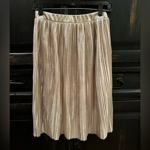 H&M Gold Pleated Skirt, Size 4, Metallic/Shimmer